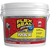 Flex Seal Liquid Rubber Sealant Coating, Waterproof, Gray, 320 oz | Stops leaks fast, brush, roll, dip or pour on, UV resistant, prevents rust, corrosion, roof, basement, RV, gutters, masonry