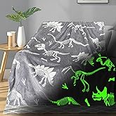 TEHALK Dinosaur Glow in The Dark Blanket for Boys/Girls/Toddler/Baby, Dinosaur Toys for Boy Age 3-12, Cute Funny Kids Throw Blanket for Birthday/Gifts 40"x 60"
