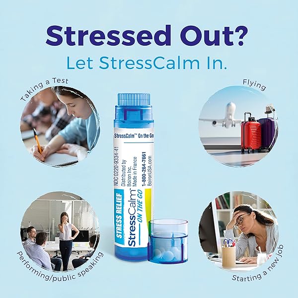 BOIRON STRESSCALM ON THE GO FOR RELIEF OF STRESS, ANXIOUSNESS, NERVOUSNESS, IRRITABILITY, AND FATIGUE, 80 COUNT PER TUBE – 4 TUBES WITH PEAK10 HEALTH PEN