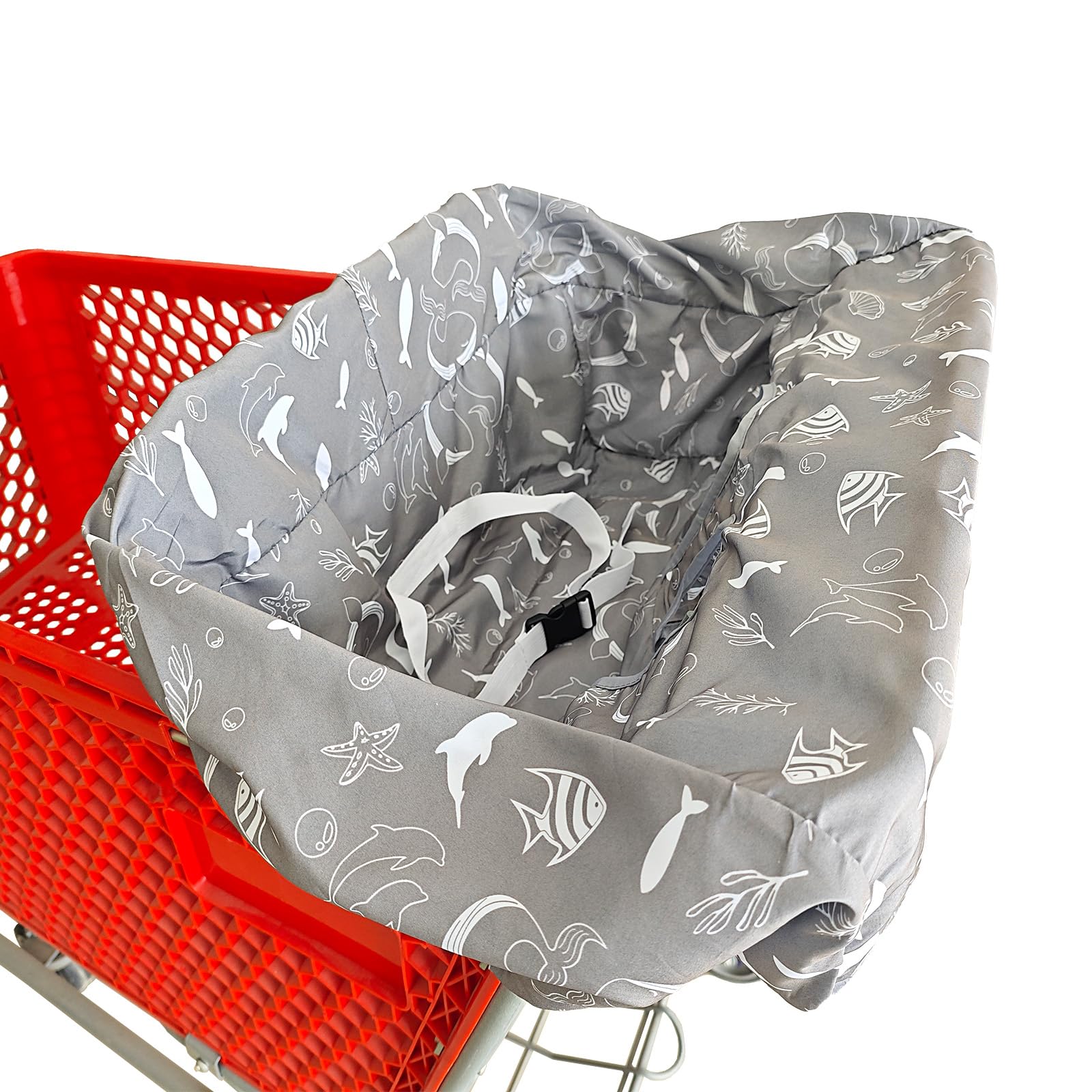 Photo 1 of Brain Architect Child Portable Shopping Cart Cover | High Chair and Grocery Cart Covers for Babies, Kids, Infants & Toddlers ? includes Free Carry Bag ? (Gray Seaworld)