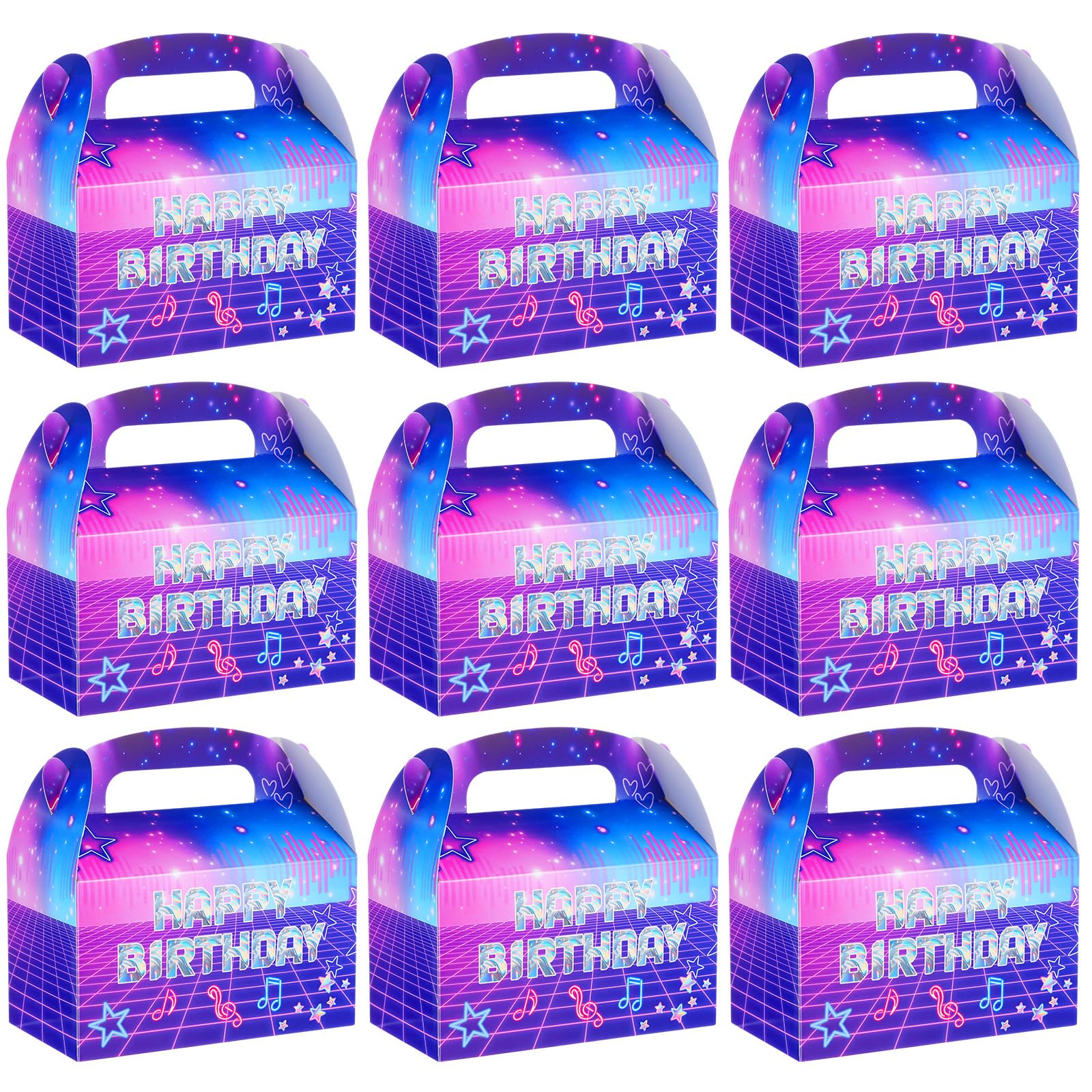Photo 1 of Marspark 24 Pack Kpop Birthday Party Favor Paper Gift Boxes Kpop Themed Treat Boxes for Anime Themed Birthday Party Decorations (Purple Musical Symbol)
