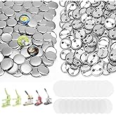 KUNTAERY 200 Set 0.98 Inch Button Maker Supplies, 25mm Metal Blank Button Badge Parts with Blank Paper& Clear Film for Button Maker Machine, Pin Maker and Badge Press