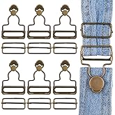 6 Sets Overalls Buckles, 1.25 inch Metal Overall Replacement Clasp Clips with Adjustable Tri Glide Slide Buckle and Buttons, DIY Button No-Sew Accessories for Overall Bib Pants Trousers Jeans Jacket