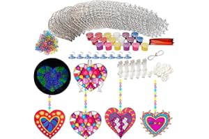Ayhuhra Valentine Suncatcher Kits 28 Sets Glow in The Dark Heart Suncatchers Ornaments DIY Window Paint Art Sun Catchers for Gift Exchange Valentine's Day Mother's Day Party Favors