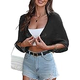 BB&KK Womens Crochet Shrug Summer Cardigan Bolero Open Front Lightweight Knit Cropped Boho Loose Sheer Sweaters