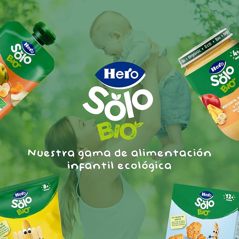 Hero baby - lanche de ervilha e milho, 100% eco, bio, com ingredientes da agricultura biológica e da ue, não frito, adequado para bebés a partir dos 10 meses - embalagem de 6 x 40 g