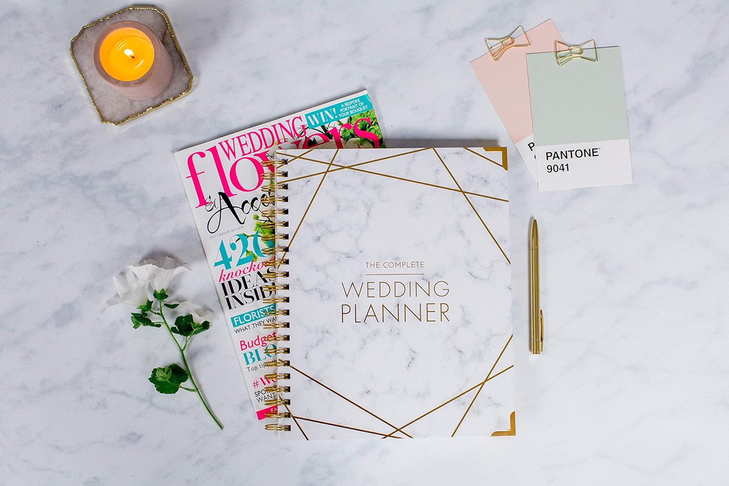 Wedding Planner Marble Gold - Undated Bridal Planning Diary Organizer - Hard Cover, Pockets & Online Support : Office Products