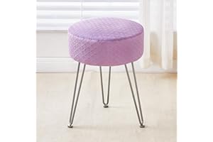 Cpintltr Vanity Stool Foot Stools Velvet Ottoman Stool Round Ottoman Bench Modern Dressing Stool Small Stool Side Table Footstool with Metal Leg Vanity Stool for Bathroom Living Room Purple