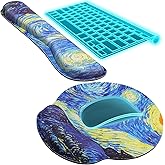 KTRIO Ergonomic Keyboard Wrist Rest and Mouse Pad with Wrist Rest Set, Memory Foam Wrist Support for Typing, Gaming, Office and Home Use, Starry Night