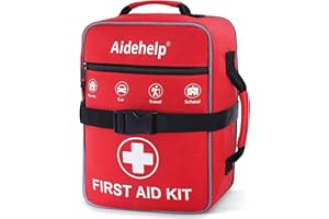 AIDEHELP 520 Pieces Premium First Aid Kit - Large Emergency Medical Kit for Survival, Car, Home, Travel, Camping, Backpack, Hiking, School (Red)