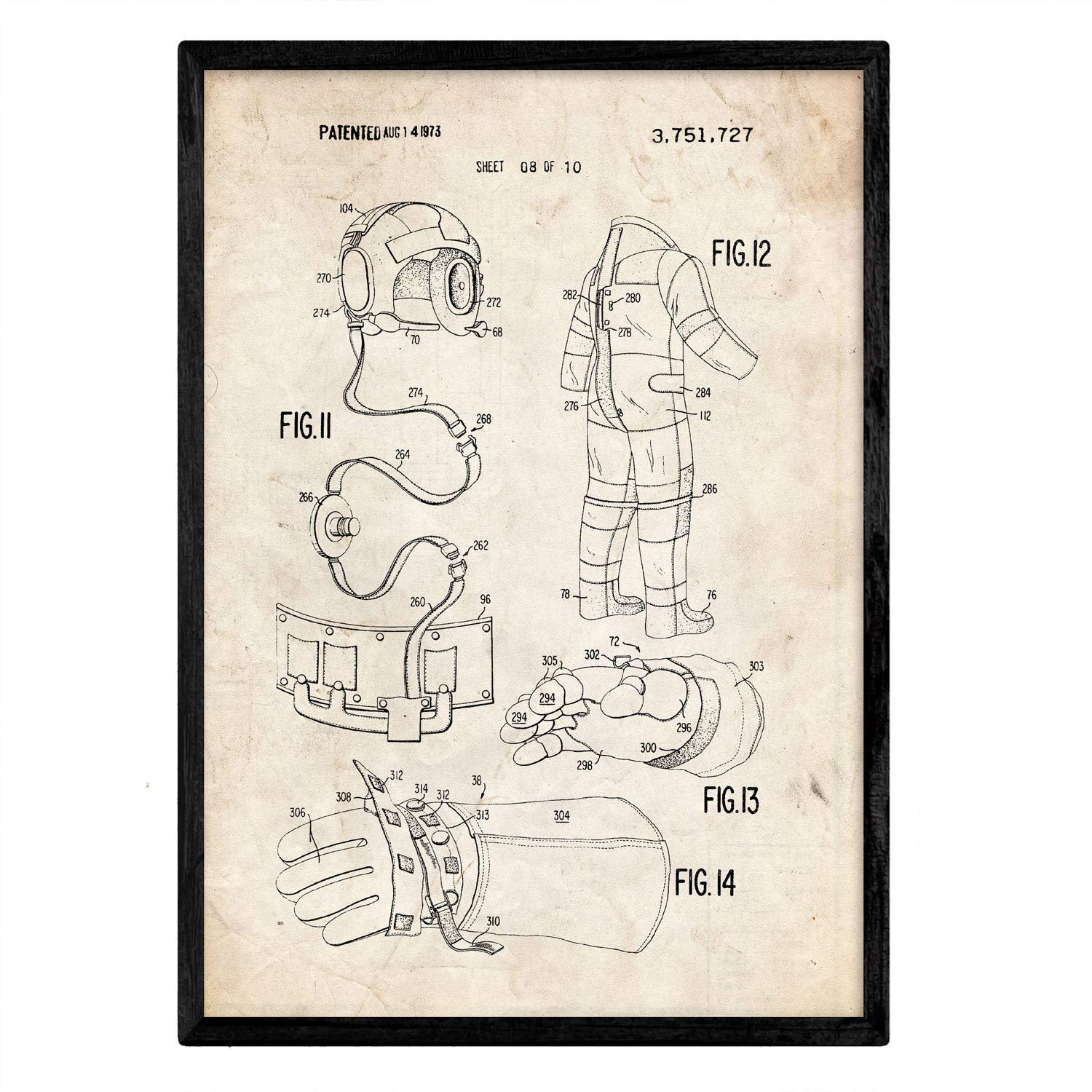 Nacnic Poster patent astronaut 2. Print with design patent in A3 size antique and vintage clothes background — image 1