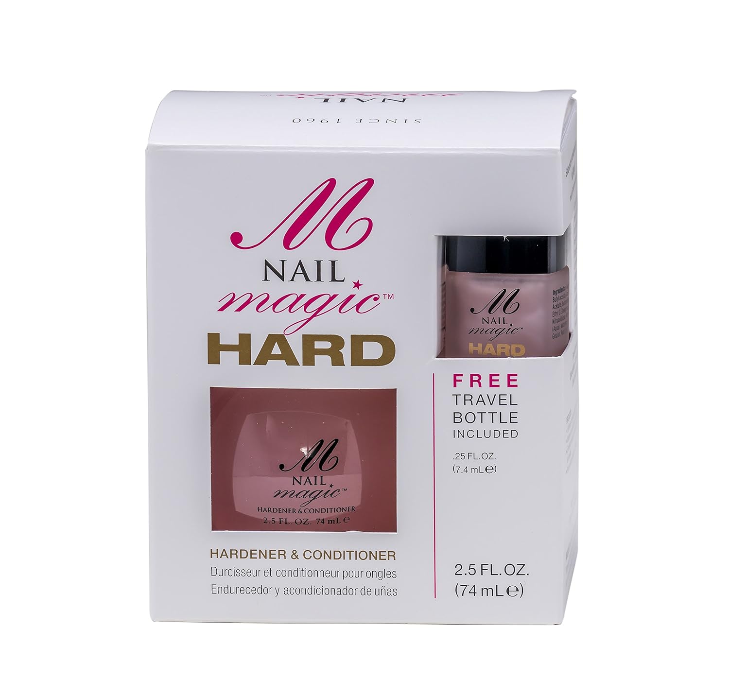 Nail Magic Nail Hardener & Conditioner, Prevents & Treats Chipping, Peeling, Brittle Fingernails, Strengthens, Conditions, and Hardens Nails, 2.3 fluid ounces with travel bottle : Beauty