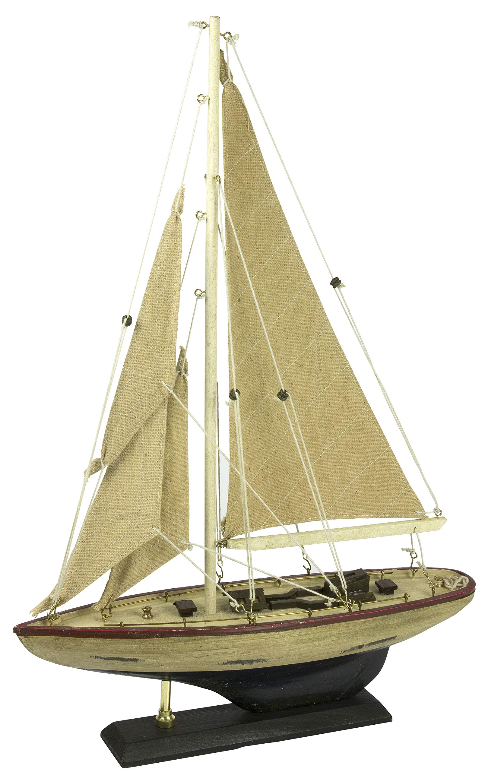 Model Pond Yacht with Distressed Hull, 30 cm, Braun