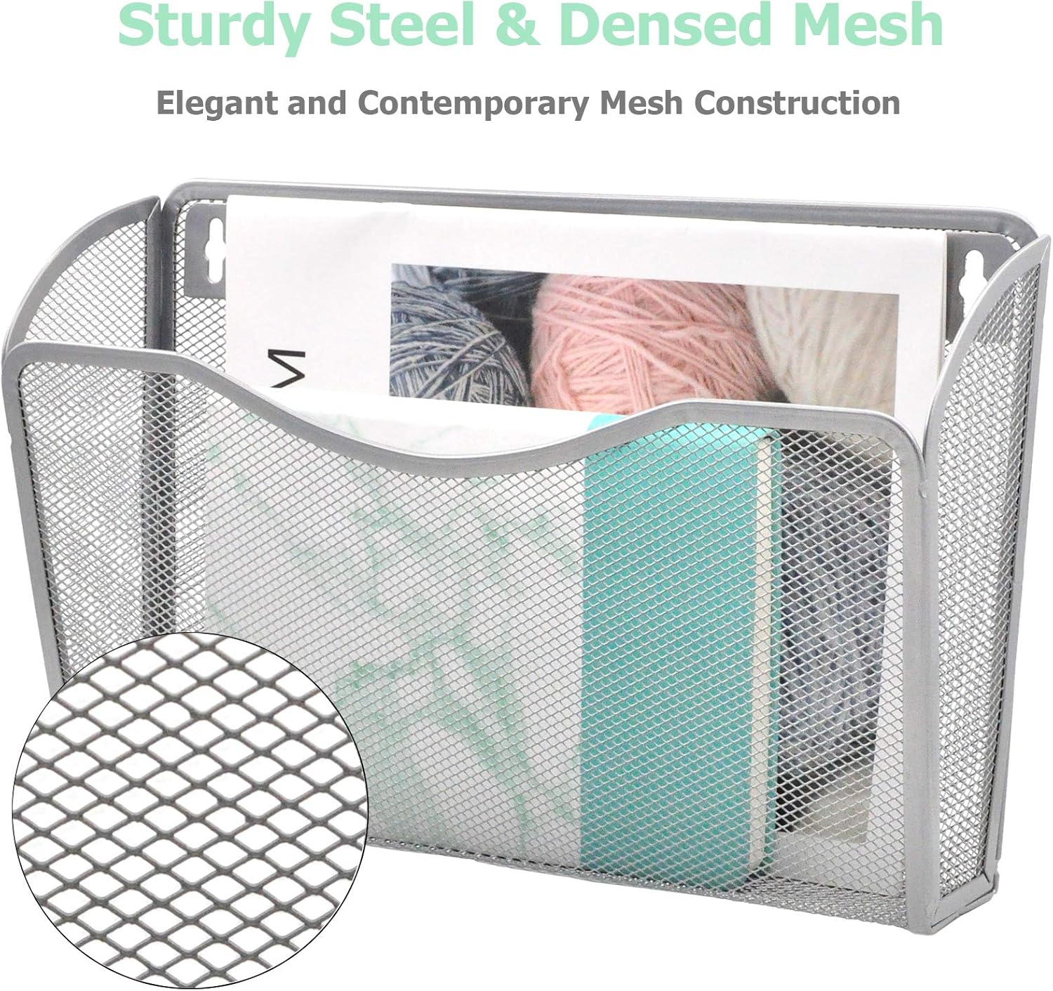 EASEPRES Mesh 3 Pockets File Organizer Hanging File Organizer Vertical Wall File Organizer Holder Rack, Silver : Office Products