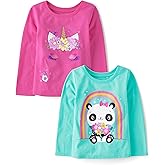 The Children's Place baby-girls And Toddler Unicorns,butterflies,trends Long Sleeve Graphic T-shirts,2 Pack