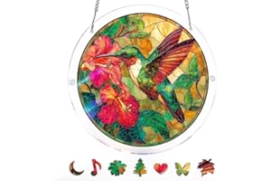 Kaayeewood Acrylic Puzzle for Adult, Colorful Flame Hummingbird Sun Catchers Window Hanging Panel 83 Pieces Puzzle SunCatcher