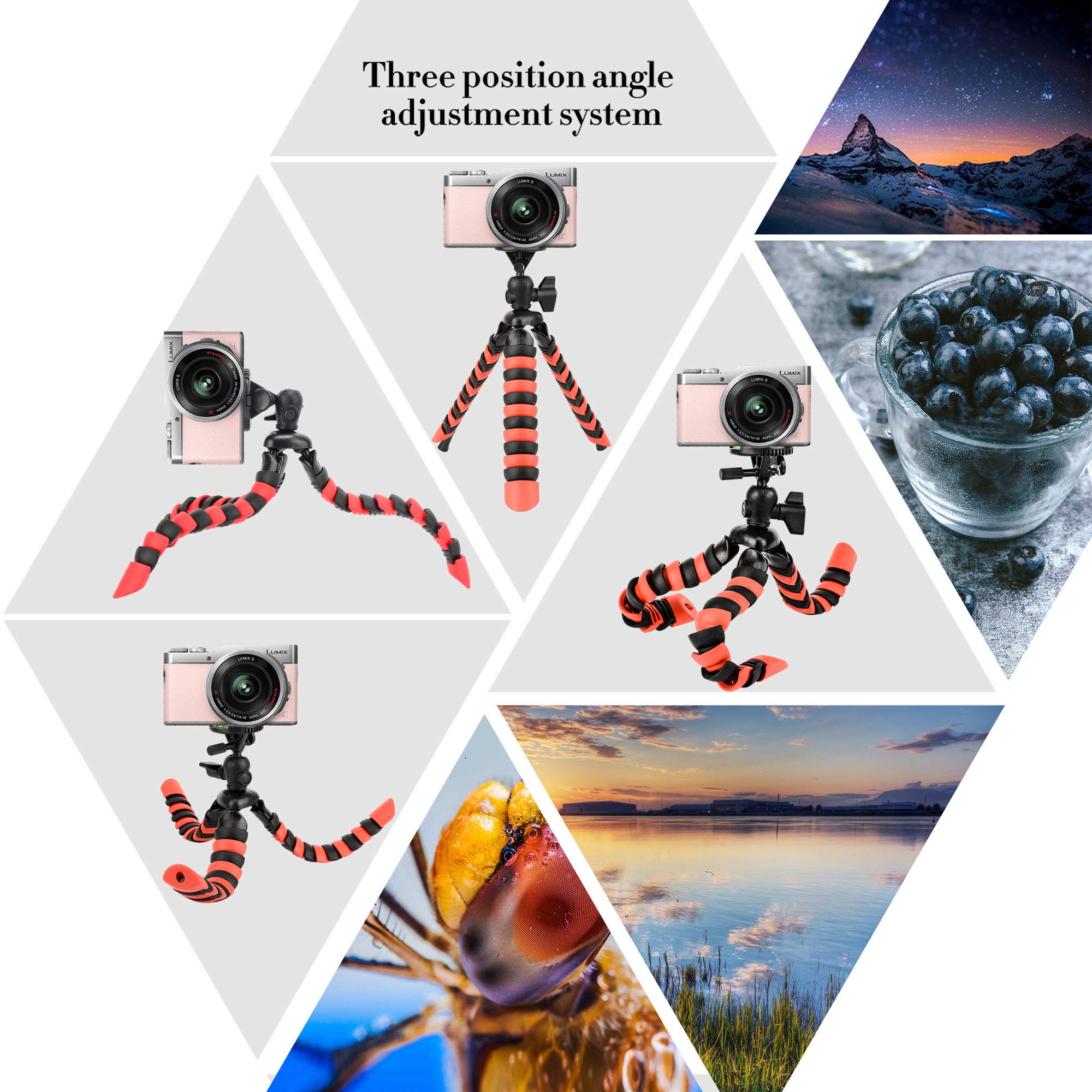 Tairoad 12-inch Portable Travel Selfie Bendable Phone Tripod for iPhone Xs Max X8 Plus 7 6 SE Android Huawei Samsung Gopro DSLR Camera with Cellphone Holder