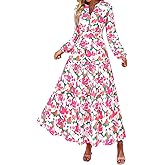 PRETTYGARDEN Womens 2026 Fall Fashion Clothing Boho Maxi Dresses Floral Long Sleeve Flowy Elegant Wedding Guest Holiday Dress