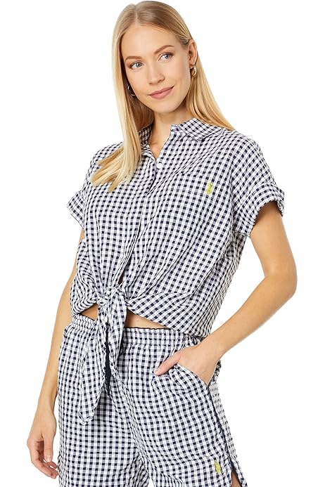 Amazon.com: U.S. POLO ASSN. Tie Front Camp Shirt Classic Navy Gingham MD :  Clothing, Shoes \u0026 Jewelry