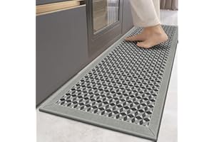 YUHFERA Machine Washable Kitchen Rug Runner - 2x6 Hallway Throw Rugs, Grey Practical Non-Slip Carpet Runners for Hallways with Rubber Backing for Standing | Size 2' x 6'