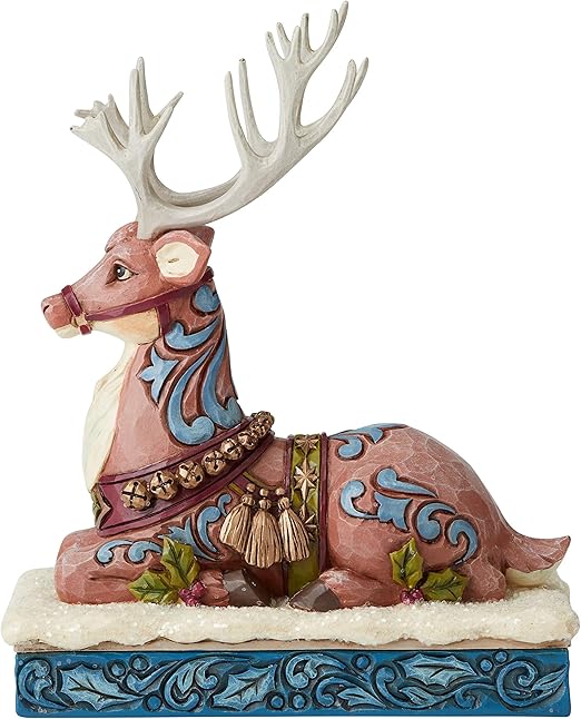 Amazon Com Enesco Jim Shore Heartwood Creek Victorian Reindeer Laying Down Figurine 7 5 Kitchen Dining