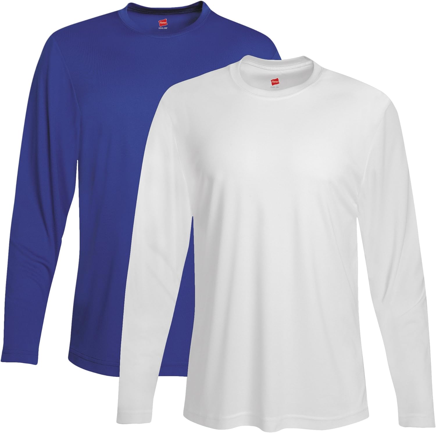 Hanes mens Cool DRI Performance Long-Sleeve T-Shirt(482L)-Deep Royal/White-XL