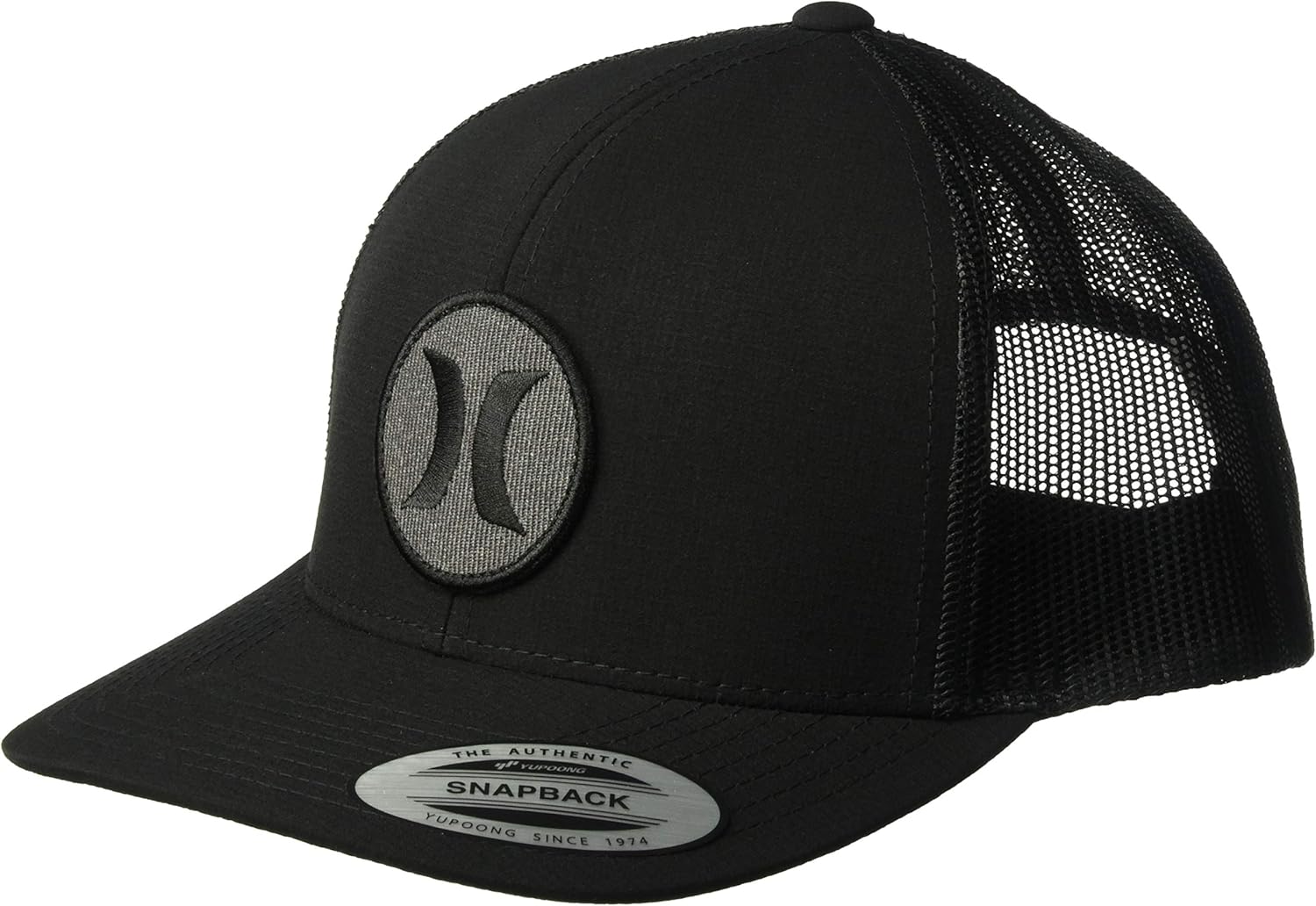 Hurley Men's Textures Patch Trucker Baseball Cap, Black/Black Ripstop, One Size: Clothing