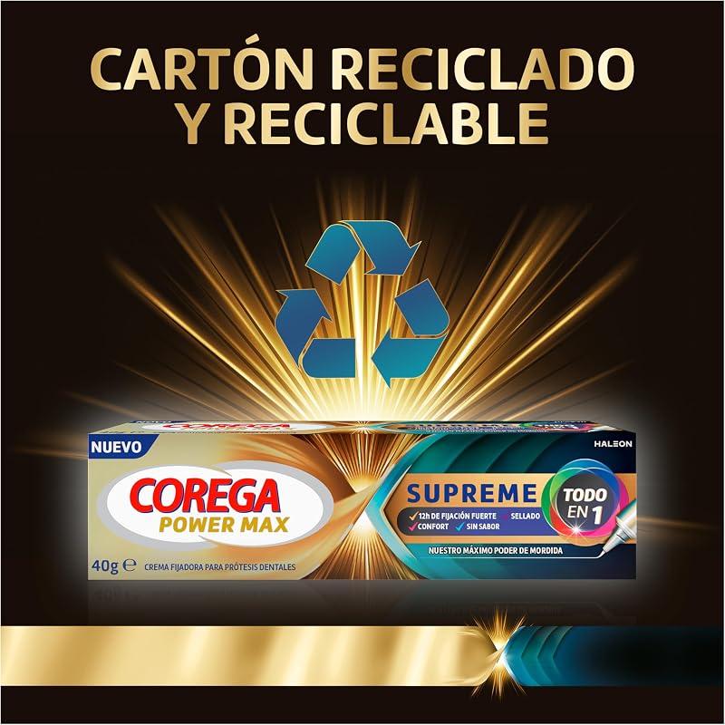 Supreme Todo En 1, Crema Fijadora Prótesis Dentales, Sin Sabor, Pack 2 x 70 g