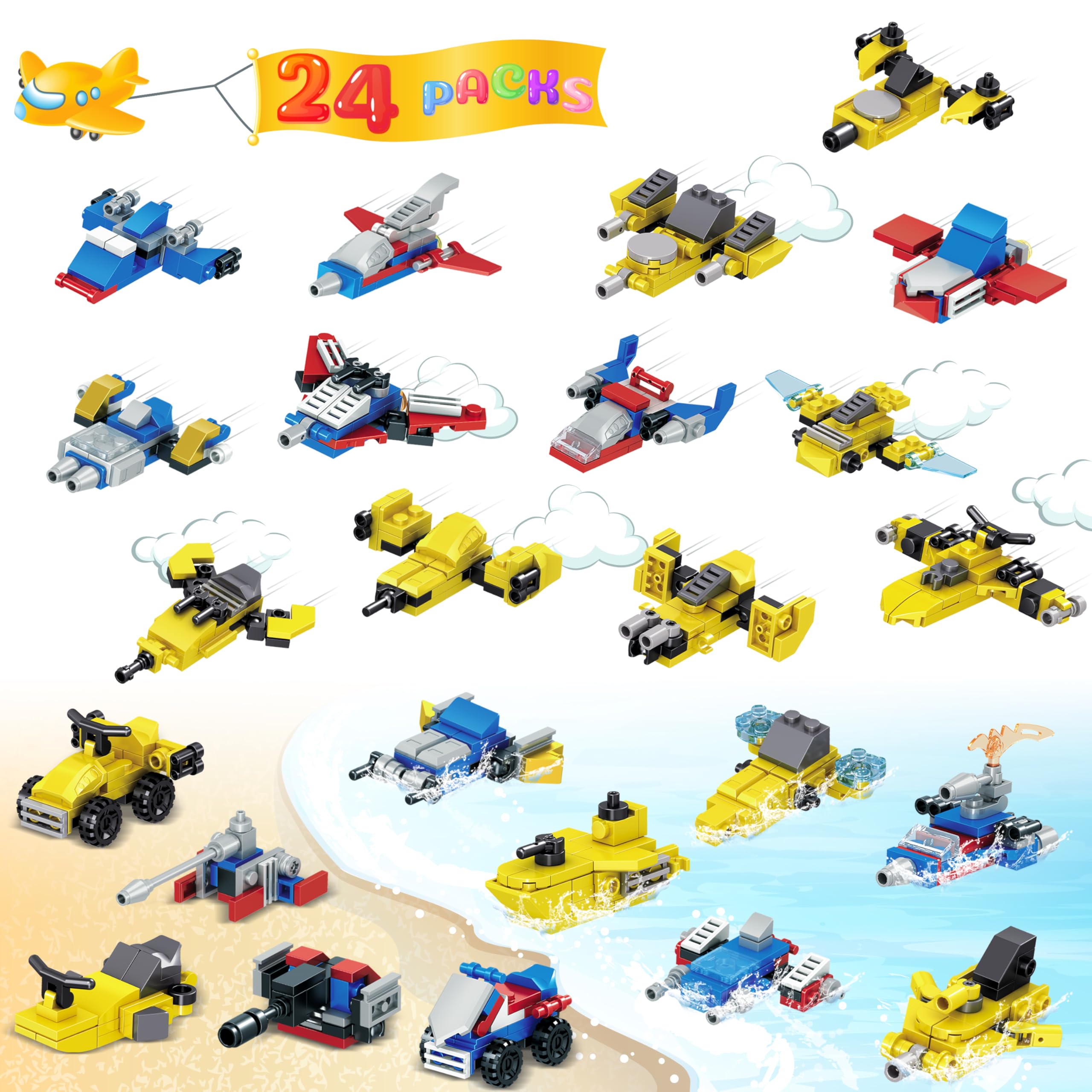 Advent Calendar 2025-24 Packs Transform Robot Building Blocks, 12-in-1 Party Favors Creative Action Mech Toy Building Set for Stocking Stuffers, Countdown to Christmas Birthday Gifts for Boys Girls