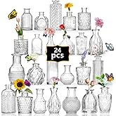 Anquephd Mini Bud Vases set of 24 As Wedding Centerpieces for Tables,Clear Bud Vases for Flowers,Small Flower Vases Suitable 