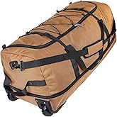 DRRZEU Rolling Duffle Bag with Wheels,110L/140L Expandable Soft-Sided Foldable Duffle Bag with 2 Rubber Wheels,Packable 32” Rolling Carry-On with Multi-Pockets & Compartments (Brown)