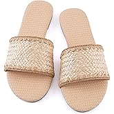 Mtzyoa Women Flat Sandals Braided Leather Nude Summer Dressy Fashion Evening Party Wedding Sandals