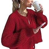 Hixiaohe Cardigan Sweater for Women Long Sleeve Button Y2K Chunky Knit Sweater Fall Casual Open Front Outwear Knitwear Coat