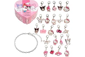 Get Trend Hello Kitty Sanrio Advent Calendar 2025 Girls, Charm Bracelet Kawaii Jewelry, Kuromi, Cinnamoroll, My Melody, Xmas Gifts for Girls (Pink Hello Kitty)