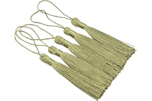 KONMAY 20pcs Silky Handmade Tiny(3.5'') Soft Craft Mini Tassels with Loops for Bookmarks Jewelry Making, Decoration DIY Projects (Army Green)