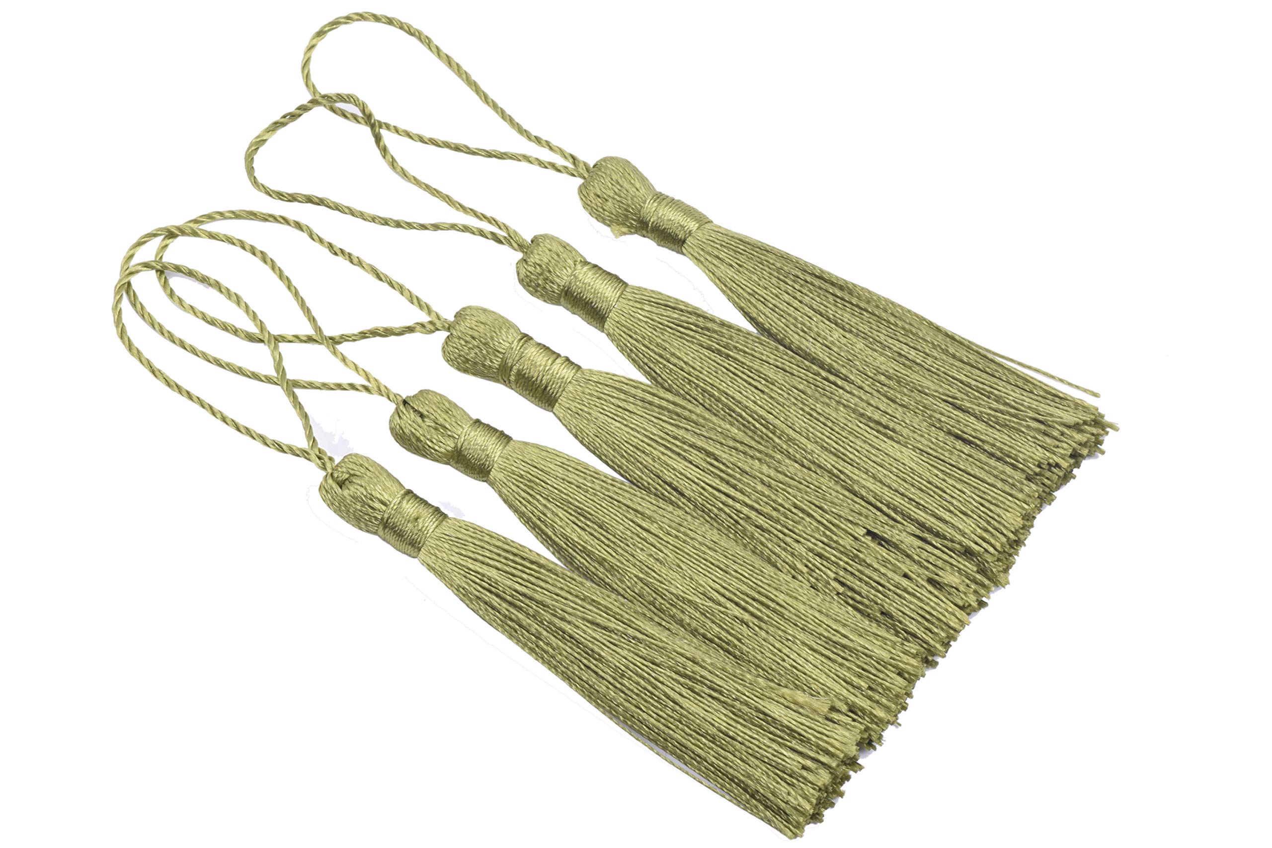 Photo 1 of KONMAY 20pcs Silky Handmade Tiny(3.5'') Soft Craft Mini Tassels with Loops for Bookmarks Jewelry Making, Decoration DIY Projects (Army Green)