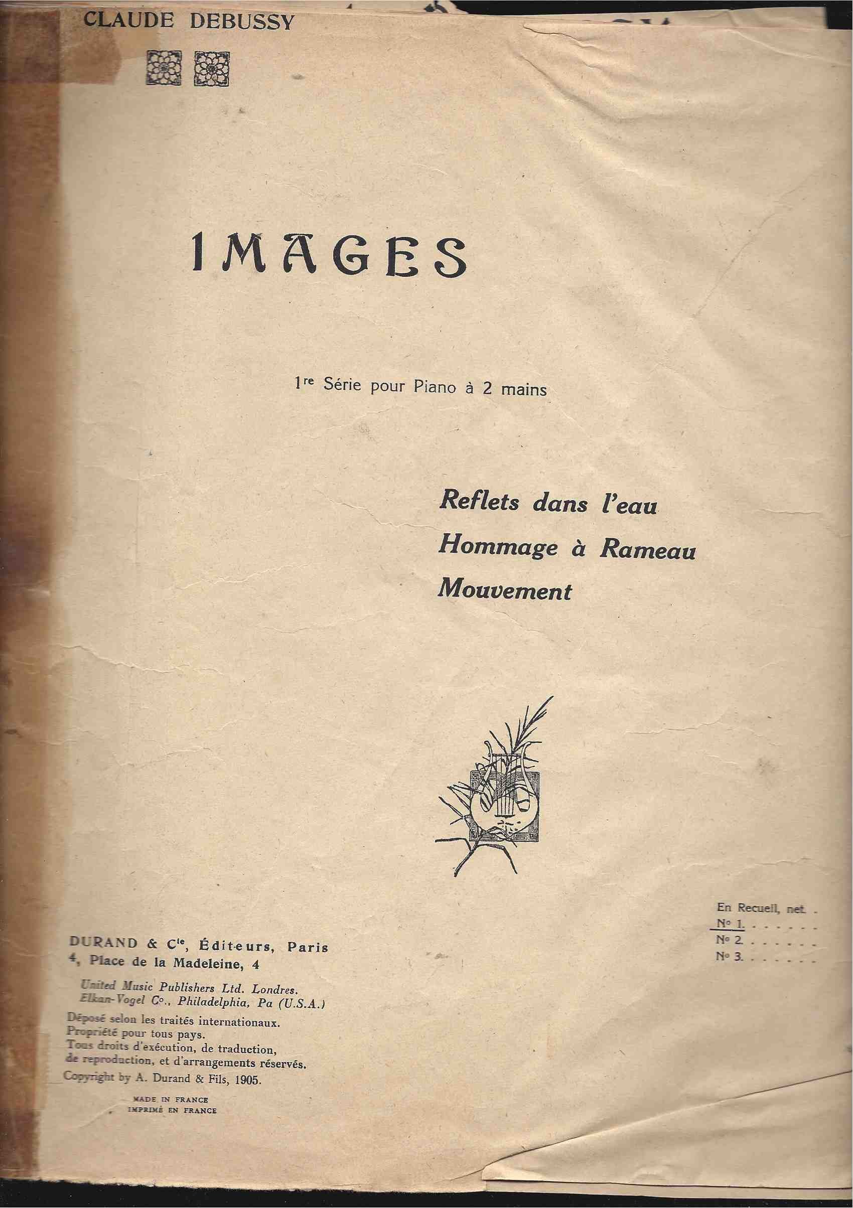 1905 Claude Debussy French Paris 12 Page Antique Sheet Music