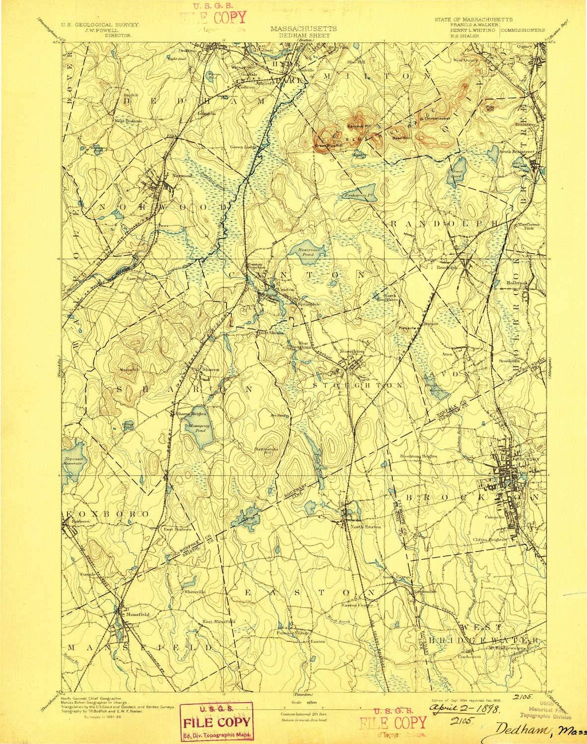 smart outdoors canton ma on Amazon Com Yellowmaps Dedham Ma Topo Map 1 62500 Scale 15 X 15 Minute Historical 1894 Updated 1989 20 X 15 8 In Polypropylene Sports Outdoors