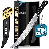 Cutluxe Butcher Knife – 10″ Cimeter Breaking Knife, Razor Sharp Forged High Carbon German Steel, Full Tang Meat Carving Knife, Ergonomic Handle Design, Grilling Gifts for Men – Artisan Series