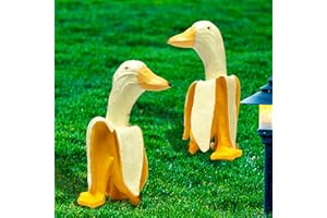 Zhitaoxun 2PCS Banana Duck Garden Statue,Funny Banana Duck Garden Decor Figurines Ornaments,Banana Duck Statue for Home,Patio,Office,Yard,Lawn,Outdoor Decor(2PCS)