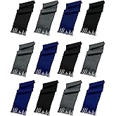 12 Pack Fleece Winter Scarves, Warm Winter Scarf Multi-color Bulk Wholesale, Unisex Men Women