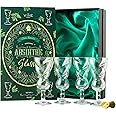 Vintage Crystal Absinthe Glasses Set | 7 oz by The Wine Savant - Stemmed Classic with Swiss Bubble Reservoir, Ideal for Tasting, Nosing & Sipping Absinthe, Sambuca, Raki, Pastis, Ouzo, Green Fairy