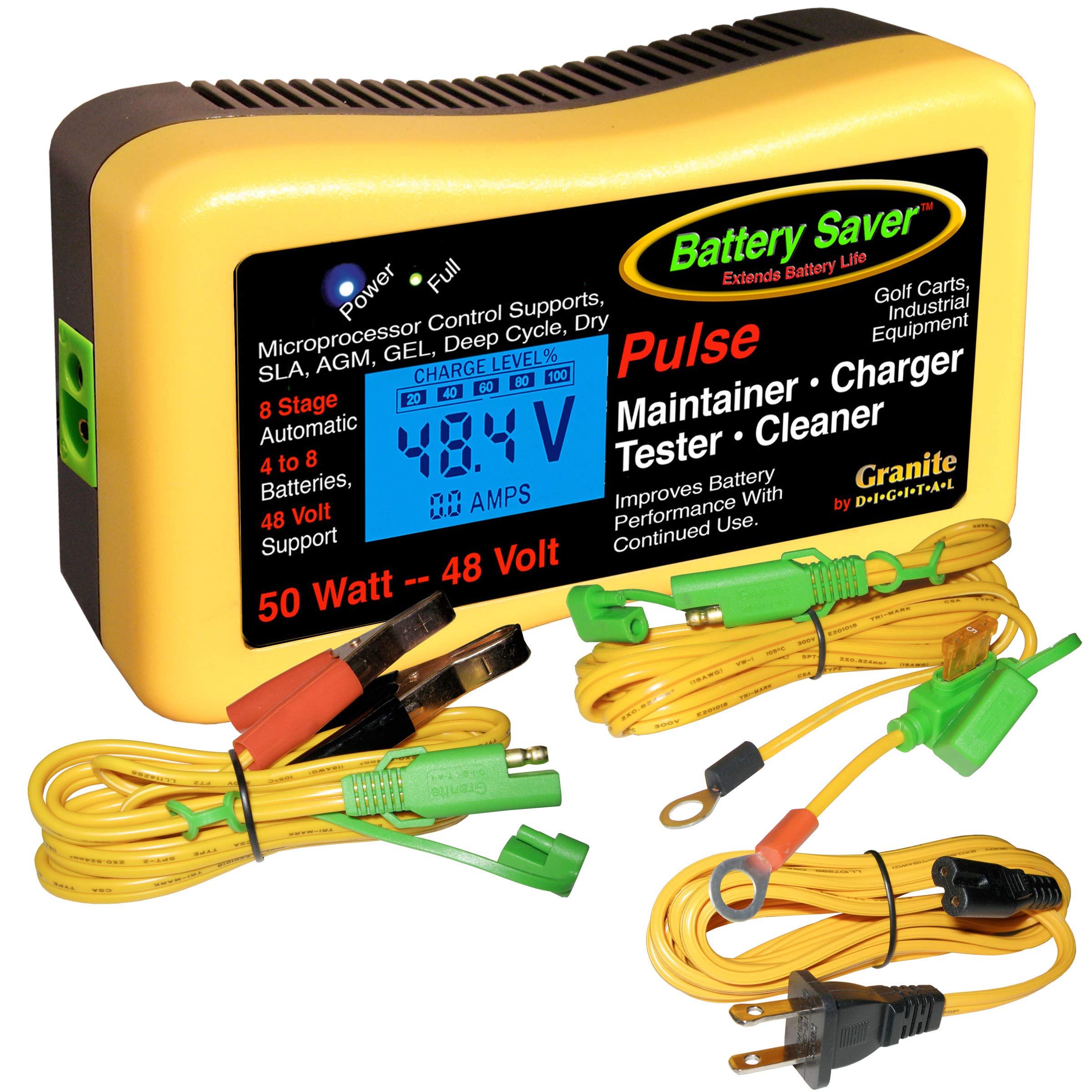 Photo 1 of Battery Saver Premium 48 Volt 50W Pulse Charger, Maintainer & Tester (Gen. 3), Yellow, Black (2365L-48-G3)