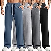 August Alley 4 Pack Men's Sweatpants Drawstring Open Bottom Joggers with Pockets Elastic Waist Lounge Athletic Gym Pants