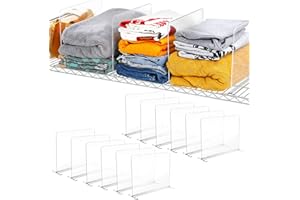 OURHOM Acrylic Closet Organizer, 12pcs Shelf Dividers for Closet Organization for Wire Shelf Dividers, Clear Closet Shelf for Wire Closet, Shelves Shelf Organizer for Bedroom, Kitchen and Office (12pcs)
