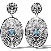 Jessica Simpson Turquoise Drop Earrings for Women, Oxidized Silver-Tone Turquoise Earrings with Dangle Pendant