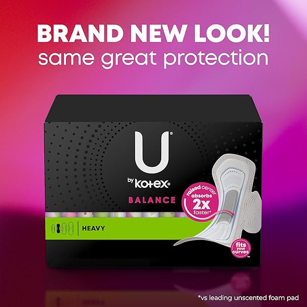 U BY KOTEX BALANCE ULTRA THIN PADS WITH WINGS, HEAVY ABSORBENCY, 46 COUNT (PACKAGING MAY VARY)