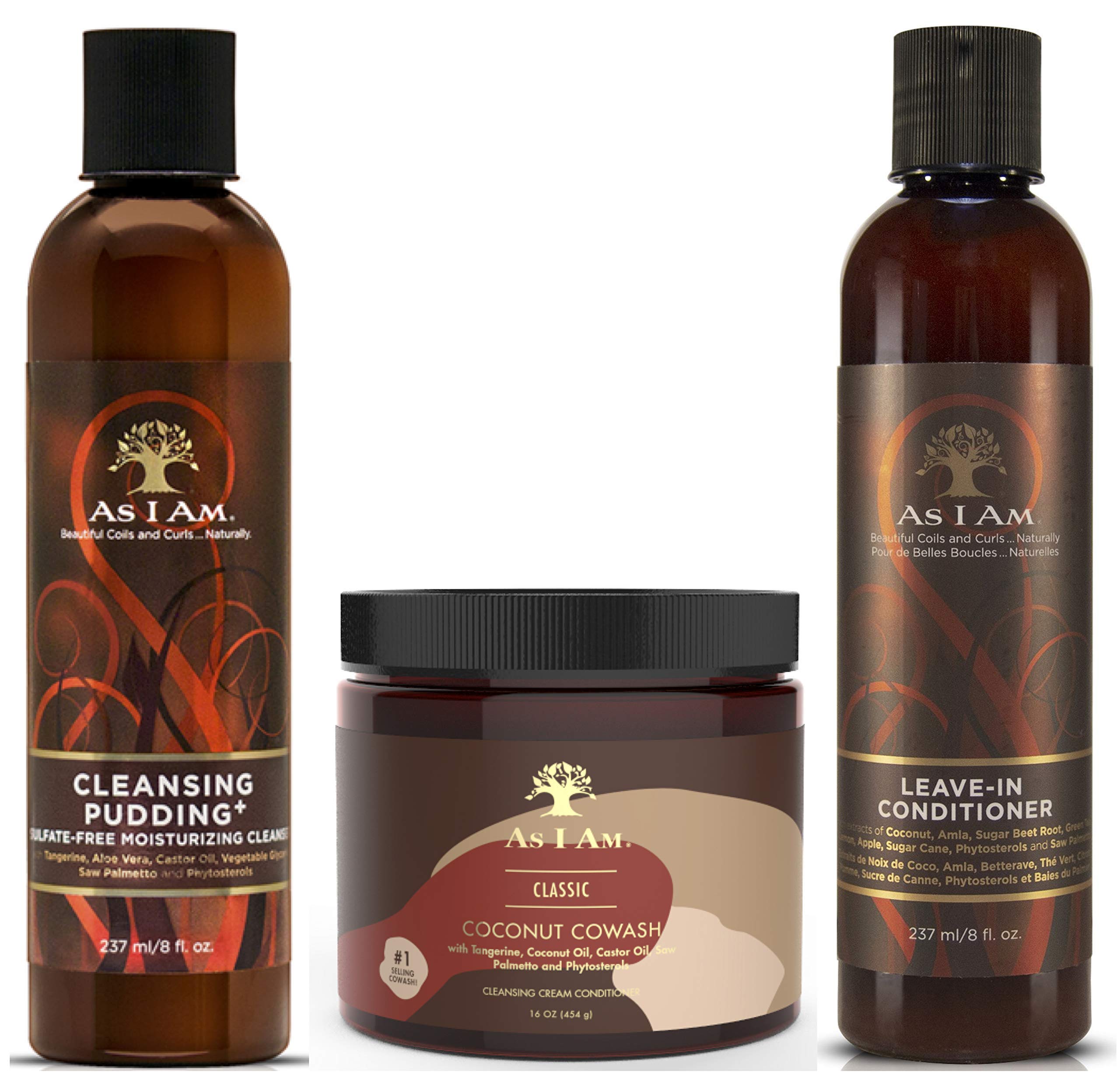 As I Am Cleansing Pudding 237ml, Coconut CoWash 454g & Leave in Conditioner 237ml