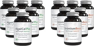 AlgaeCal Bone Builder Pack – Plant-Based Calcium Supplement with Magnesium, Boron, Vitamin K2 + D3 | Includes Strontium Boost | Naturally Increase Bone Density (6 Month Supply)