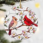 Christmas Ornaments, Dodosky 2.8in Ceramic Hanging Ornament, Xmas Decor, Christmas Tree Ornaments, Xmas Decorations for Tree, Holiday Ornament, Cardinal Gifts, Gifts for Mom, Grandma, Bird Lovers
